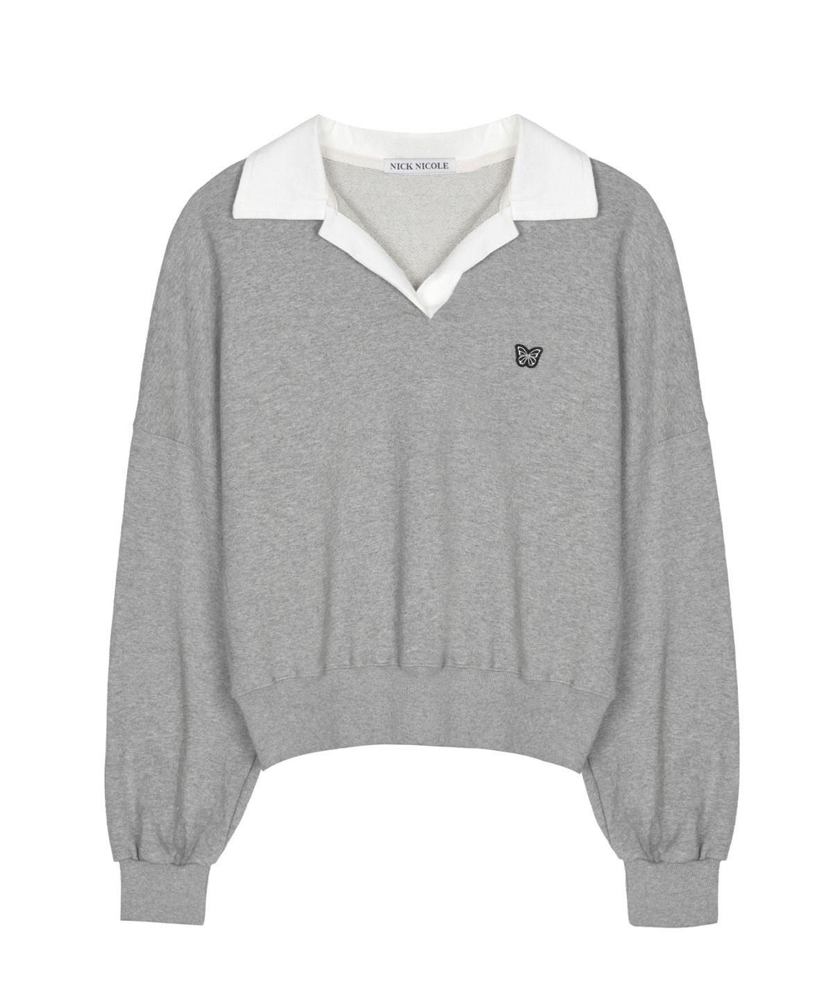 닉앤니콜(NICK&NICOLE) BUTTERFLY COLLAR SWEATSHIRT_GRAY