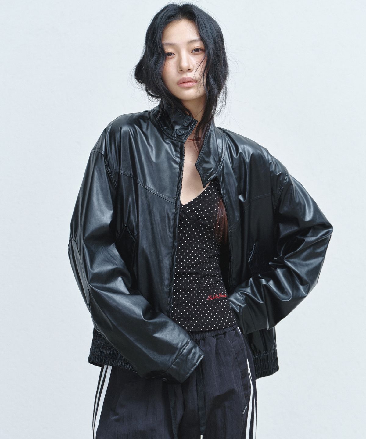 닉앤니콜(NICK&NICOLE) FAUX LEATHER BLOUSON JACKET_BLACK