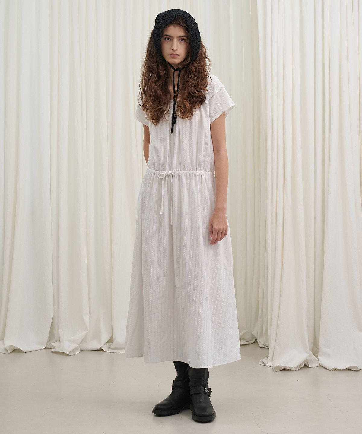 마롯(MARROT) Raglan Dobby Cotton Dress_White