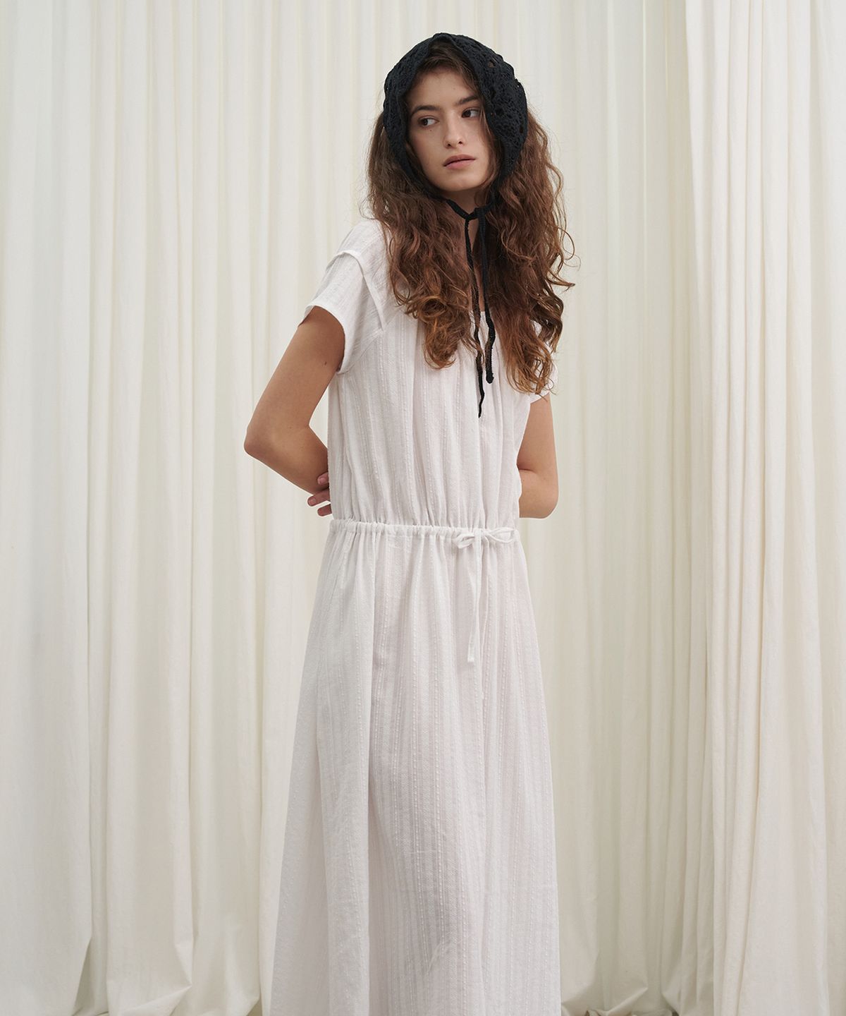 마롯(MARROT) Raglan Dobby Cotton Dress_White