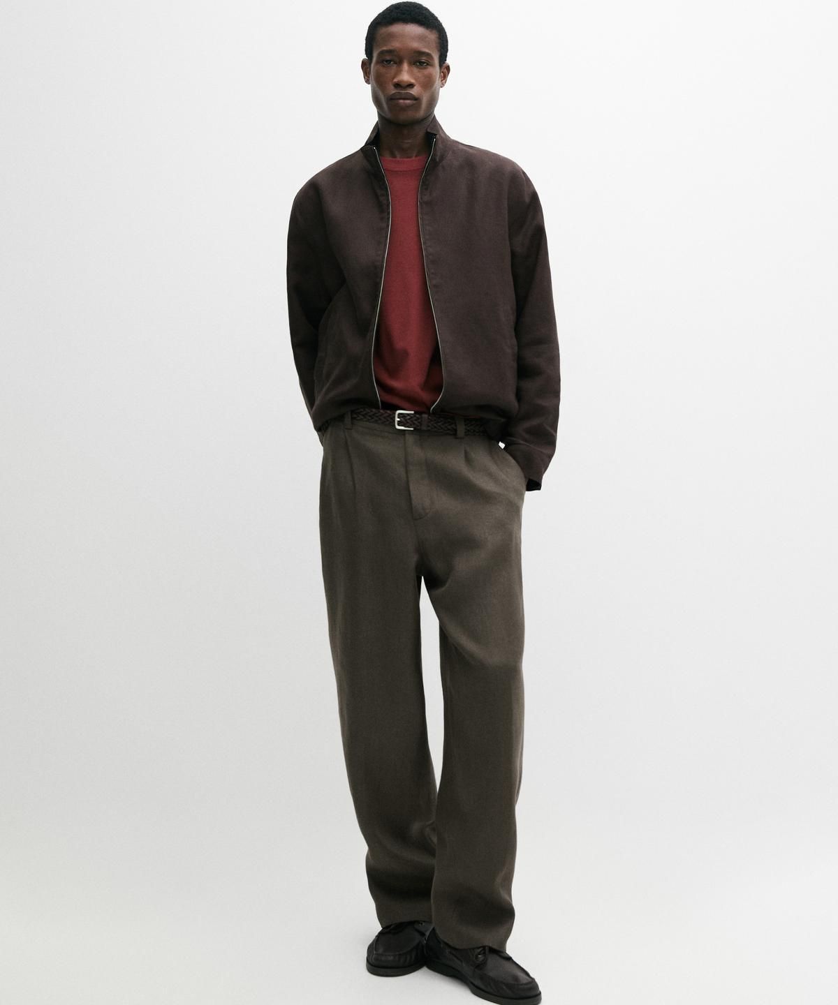 마시모두띠(MASSIMO DUTTI) 헤링본 린넨 팬츠