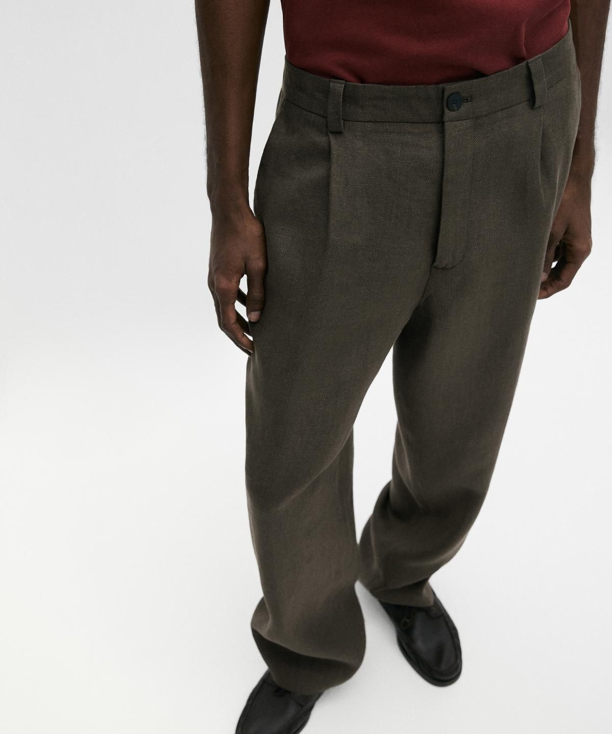 마시모두띠(MASSIMO DUTTI) 헤링본 린넨 팬츠