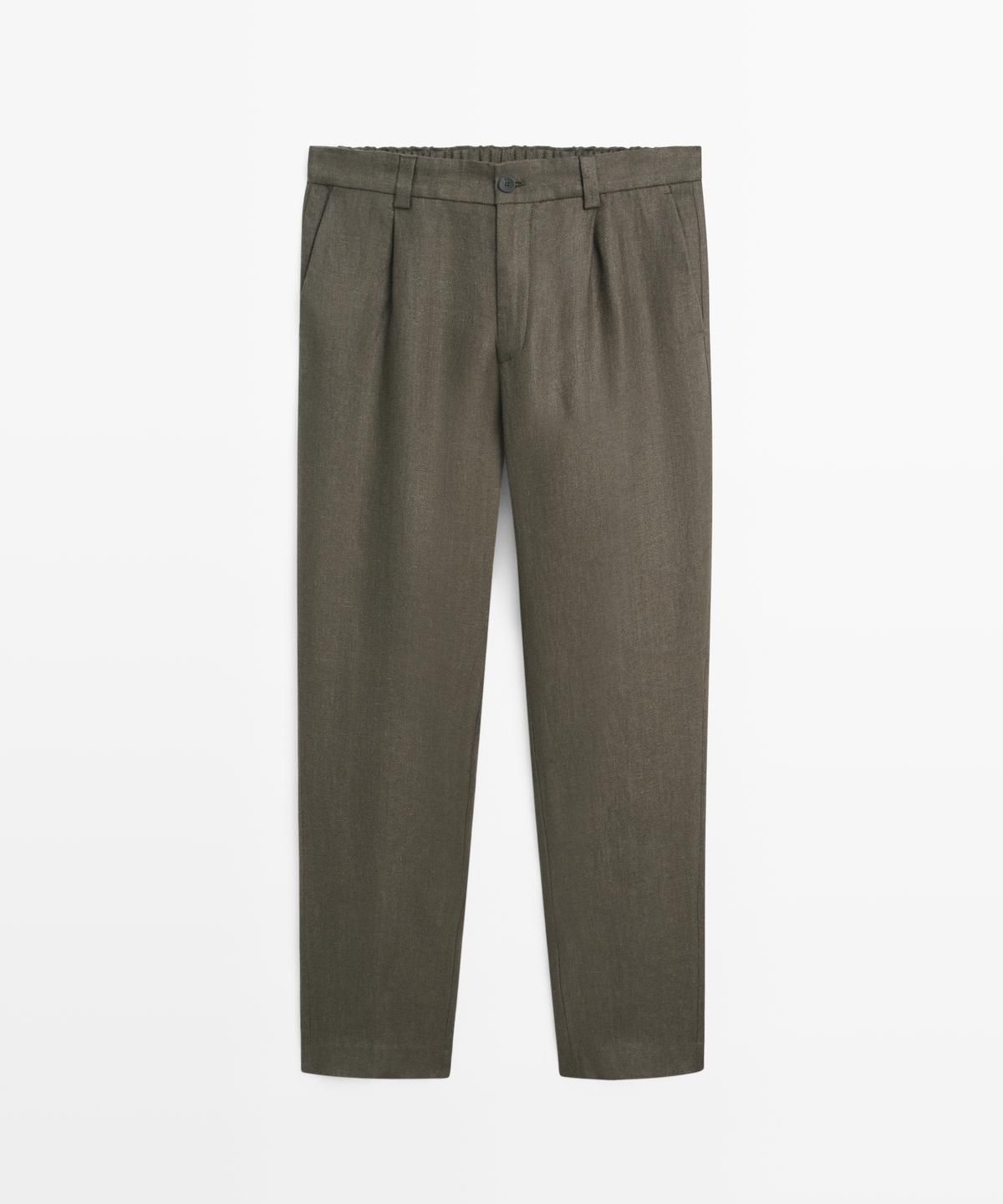 마시모두띠(MASSIMO DUTTI) 헤링본 린넨 팬츠