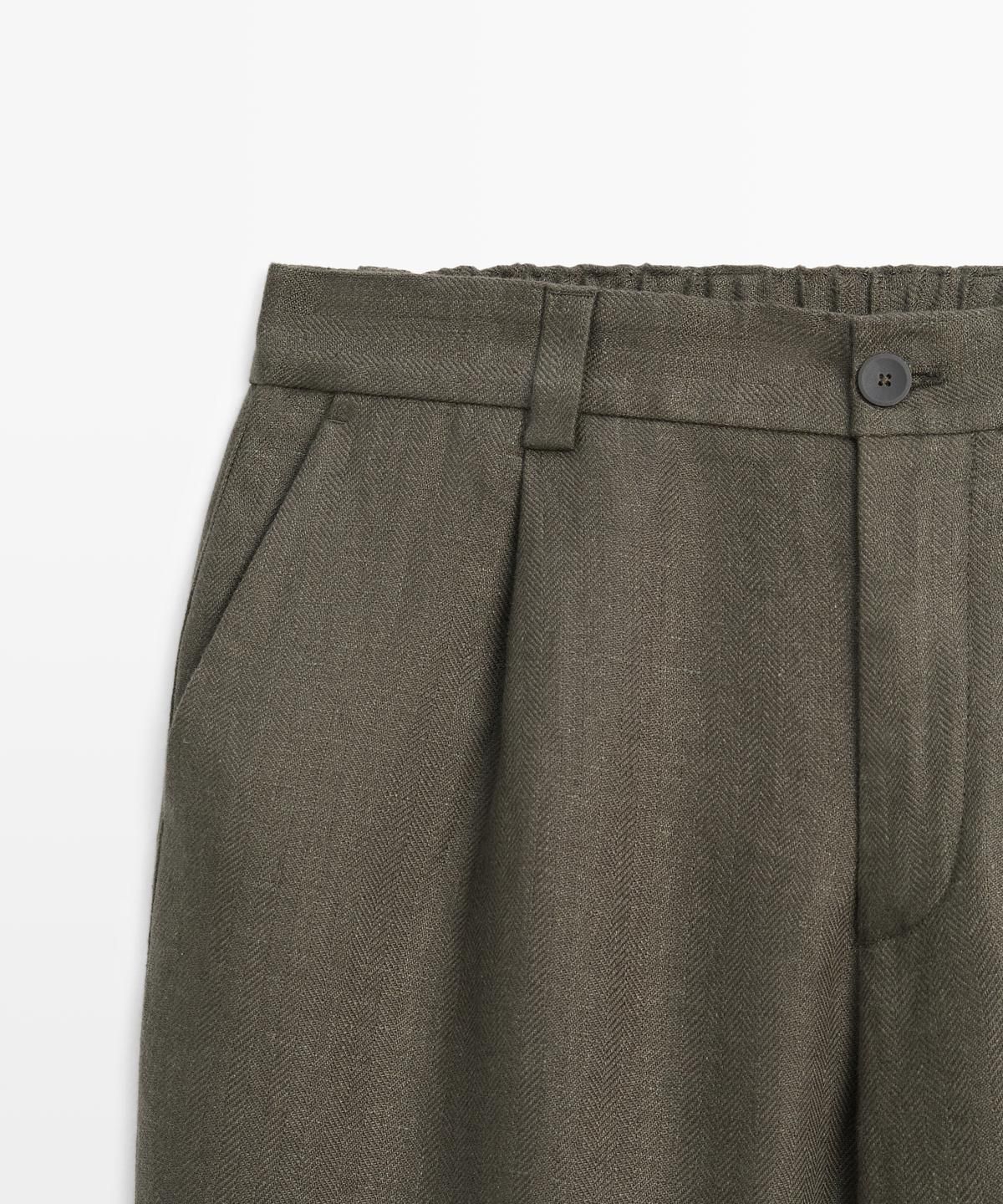마시모두띠(MASSIMO DUTTI) 헤링본 린넨 팬츠