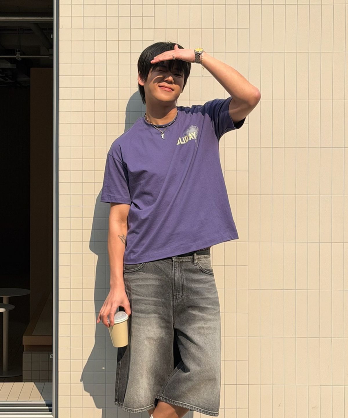 아모우(AMOU) HOLIDAY Half T- Shirts Purple