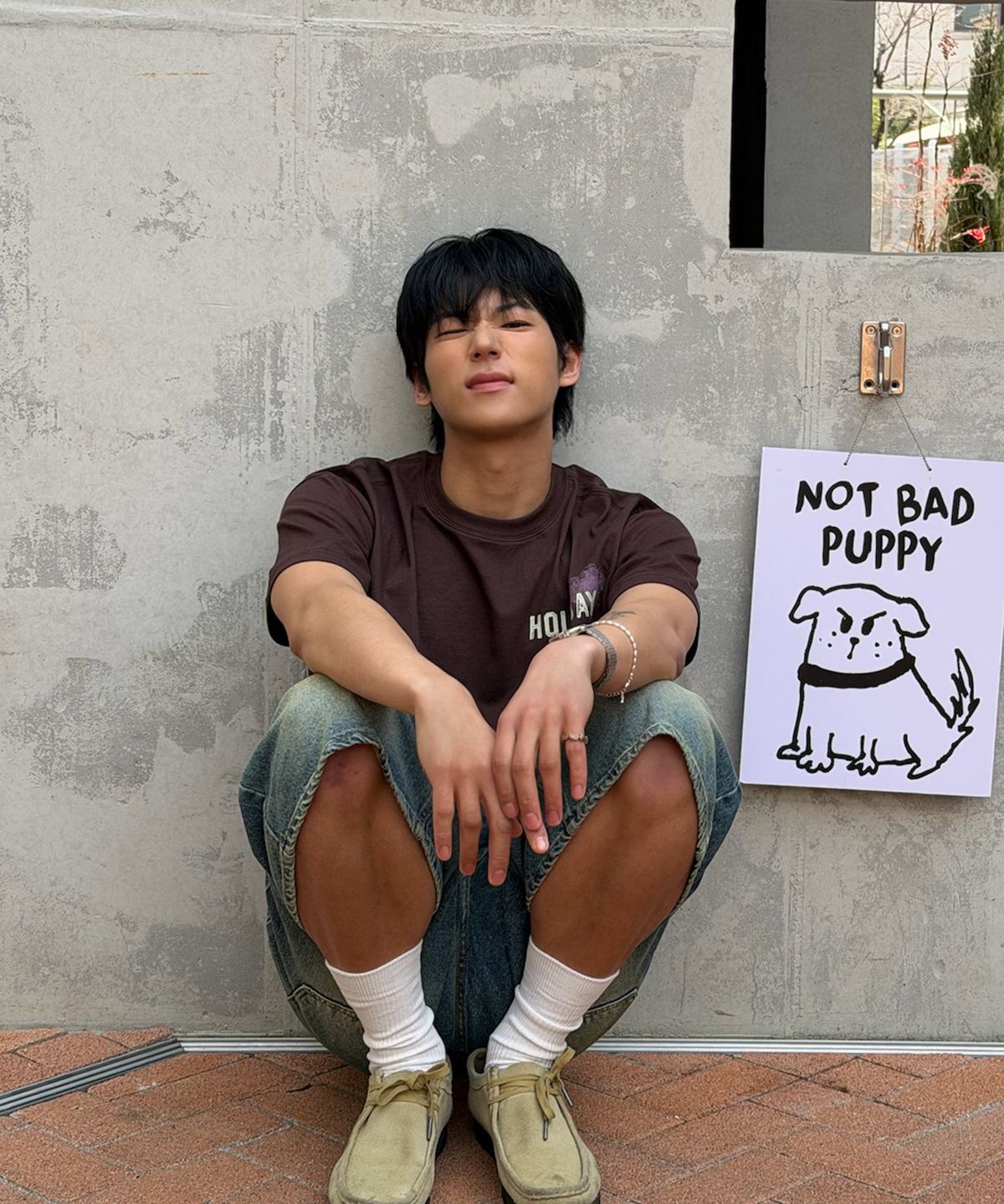 아모우(AMOU) HOLIDAY Half T-Shirts Brown