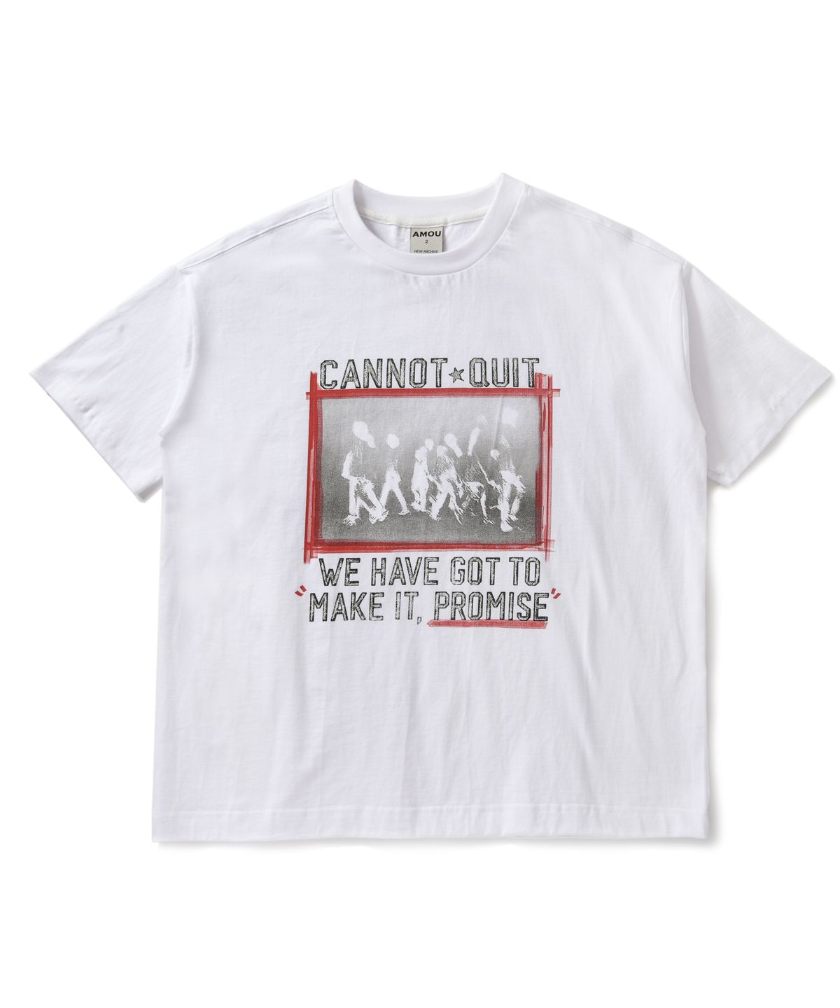 아모우(AMOU) Marking Box Half T-Shirts White