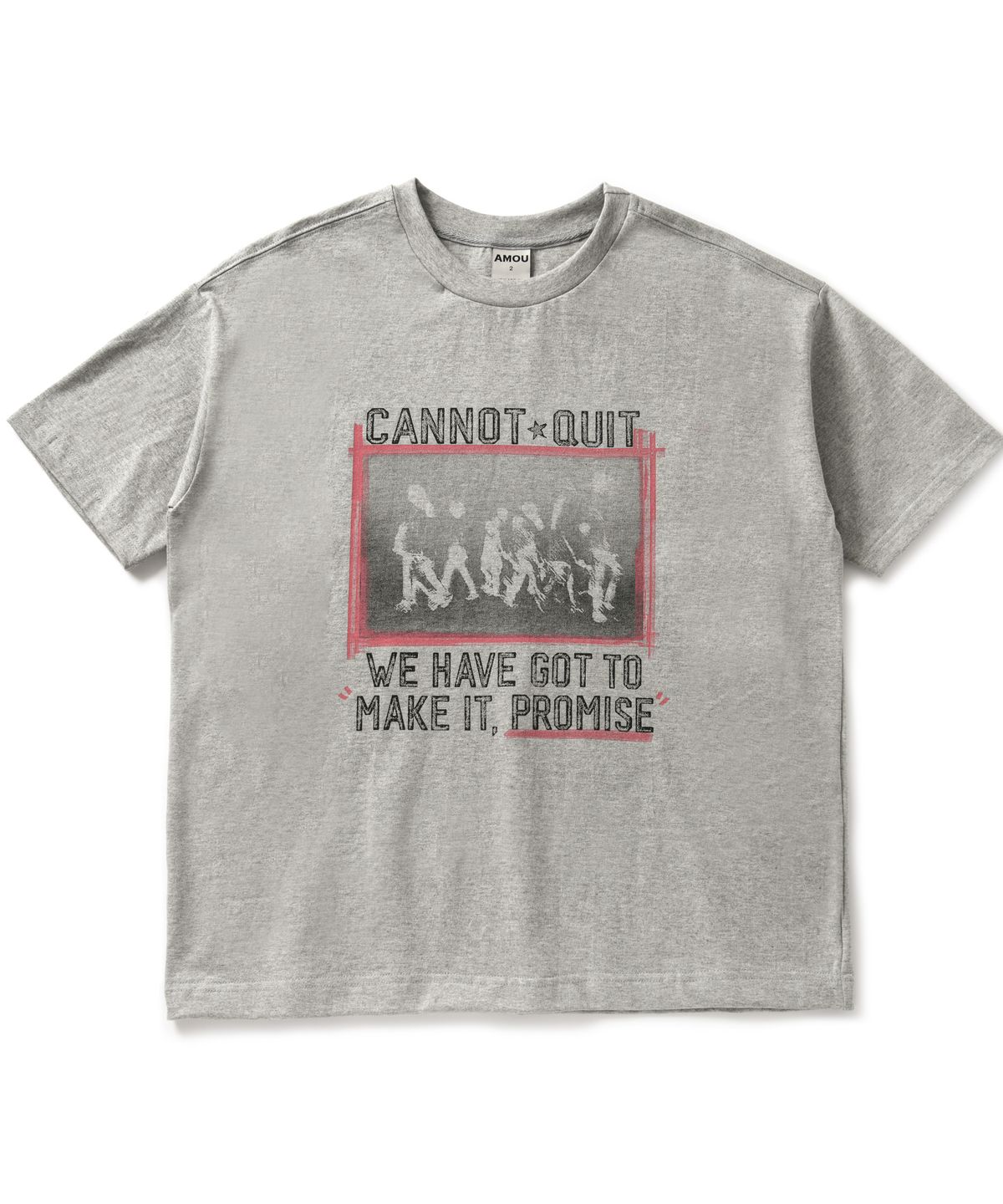 아모우(AMOU) Marking Box Half T-Shirts Gray