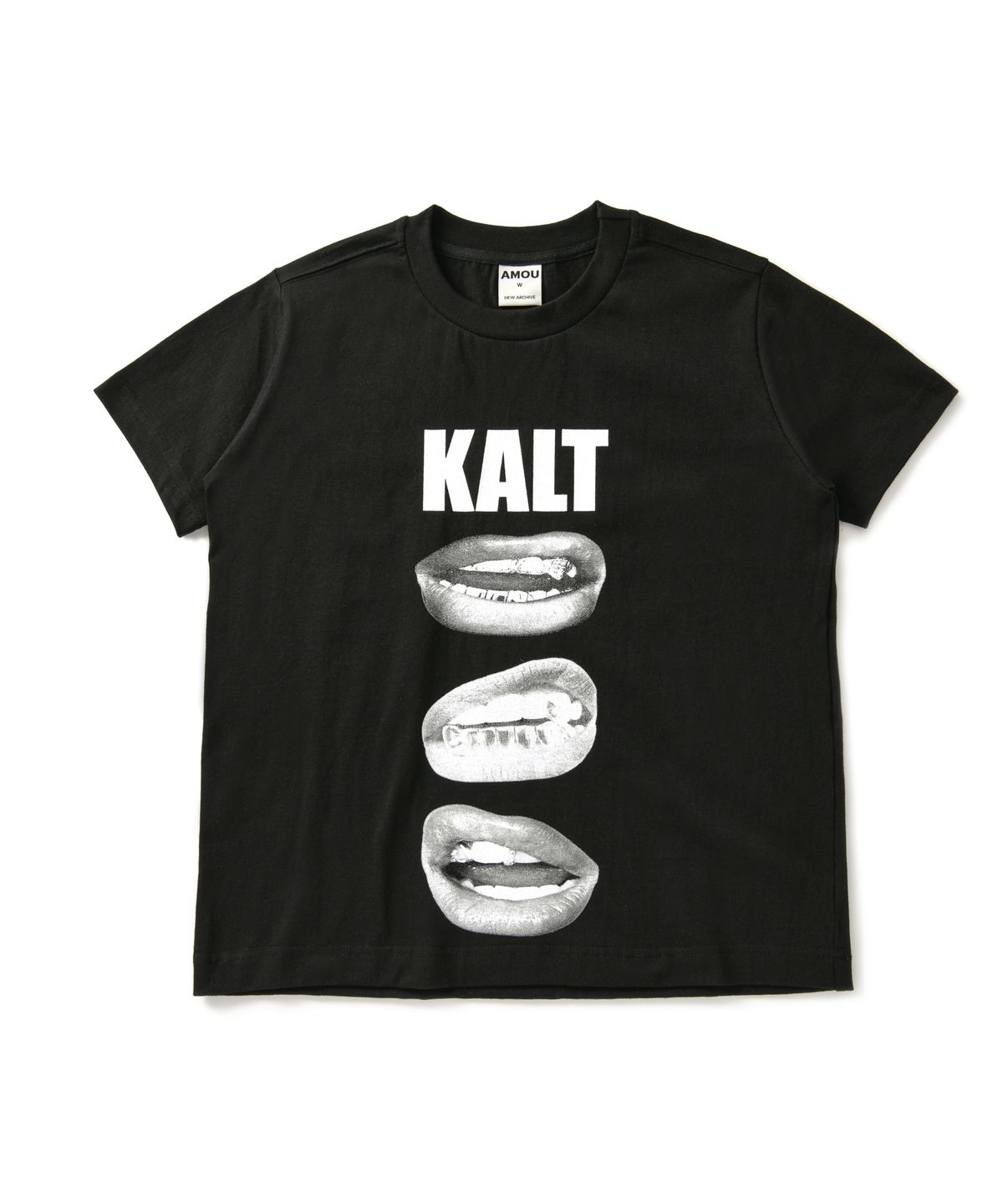 아모우(AMOU) KALT Lips Half T-Shirts Black