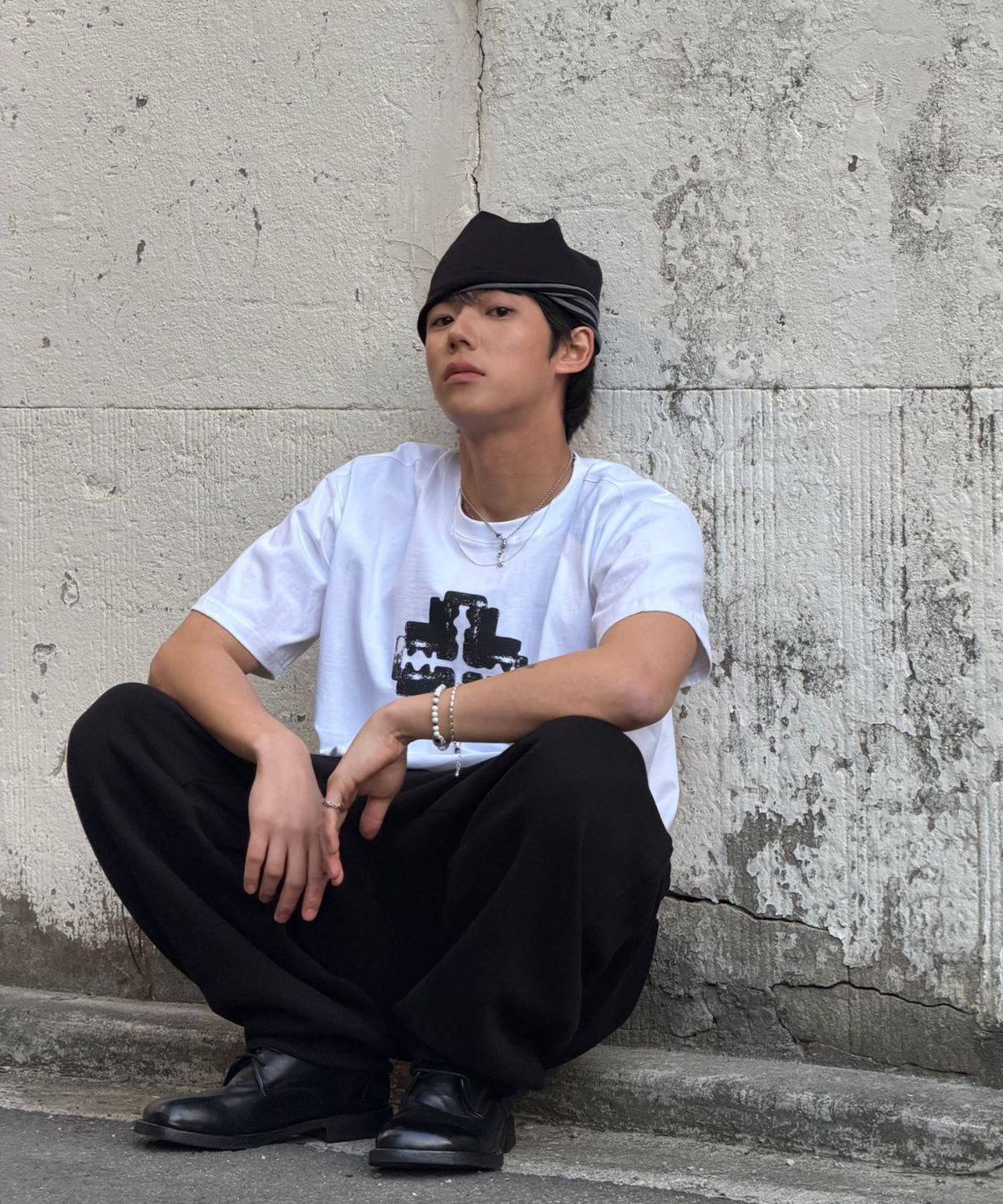 아모우(AMOU) Razor Cross Half T-Shirts White