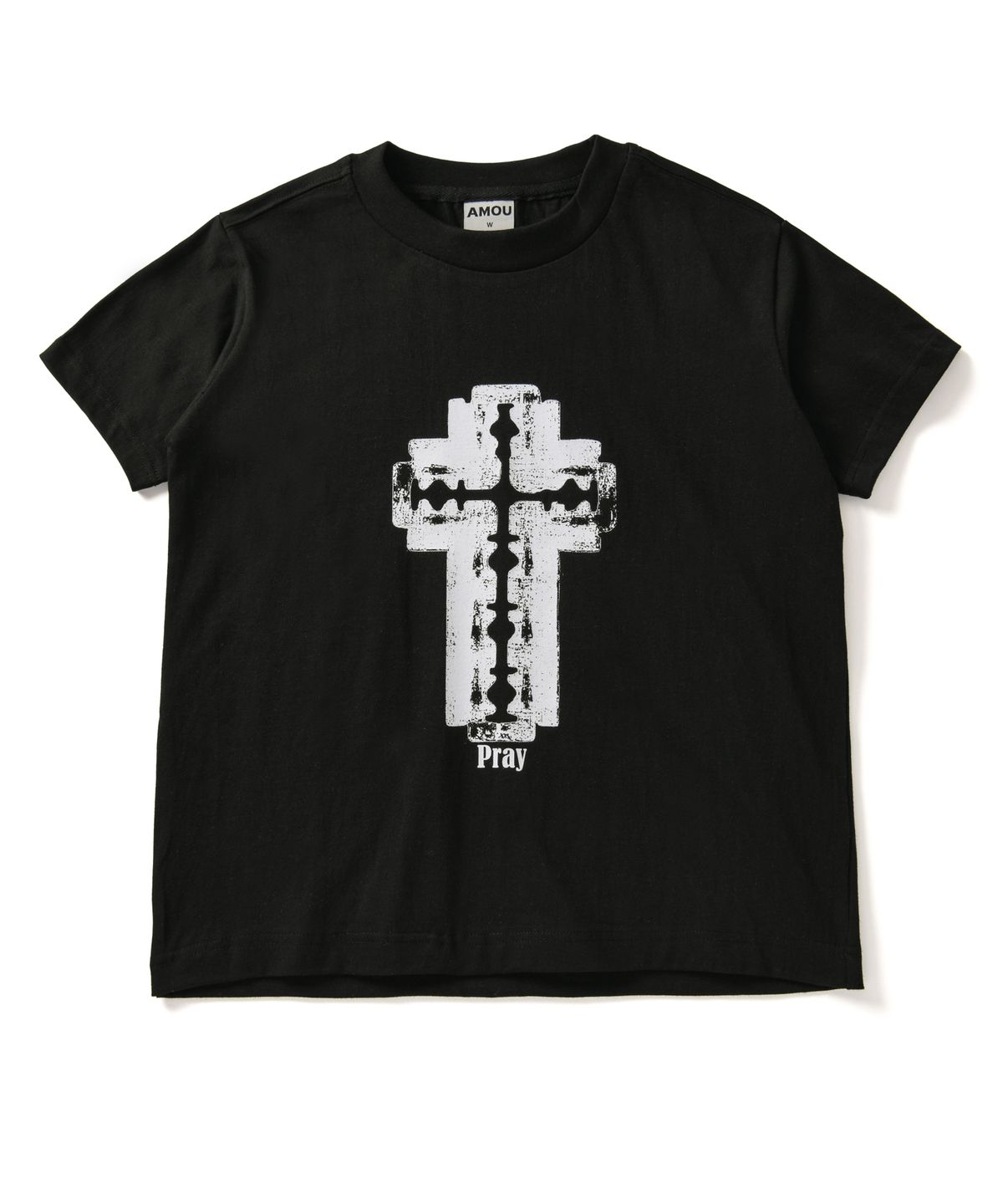 아모우(AMOU) Razor Cross Half T-Shirts Black