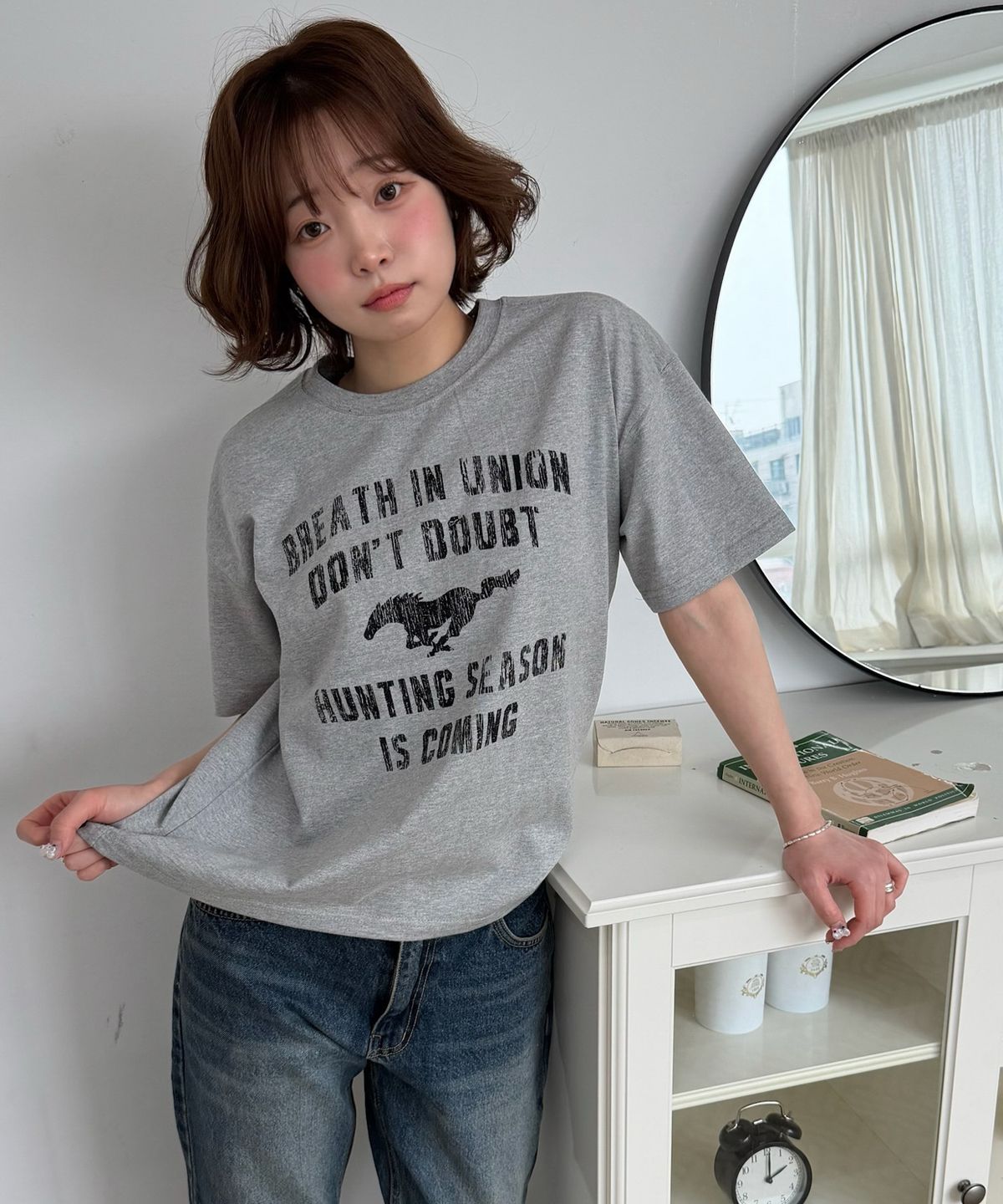 아모우(AMOU) Vintage Horse Half T-Shirts Gray