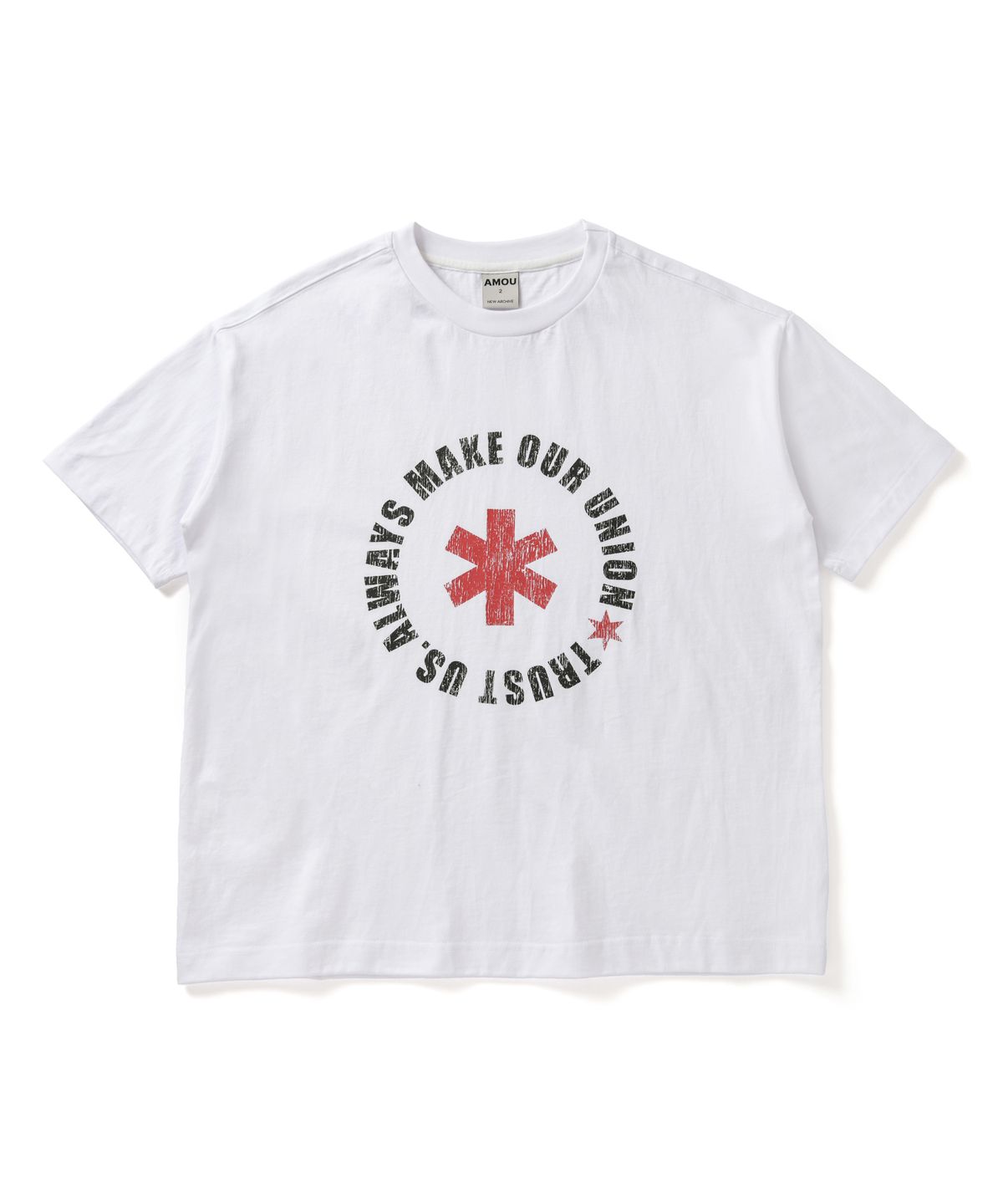 아모우(AMOU) Lettering Circle Half T-Shirts White