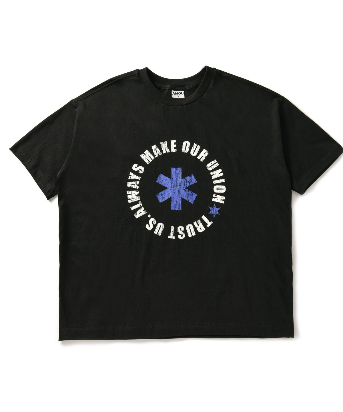 아모우(AMOU) Lettering Circle Half T-Shirts Black