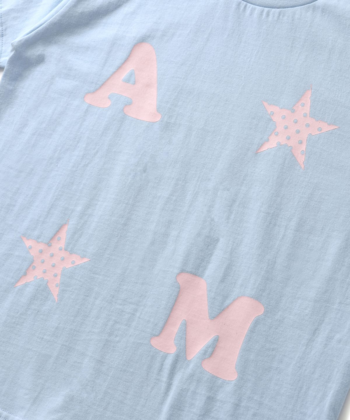 아모우(AMOU) AM Star Half T-Shirts Light Blue