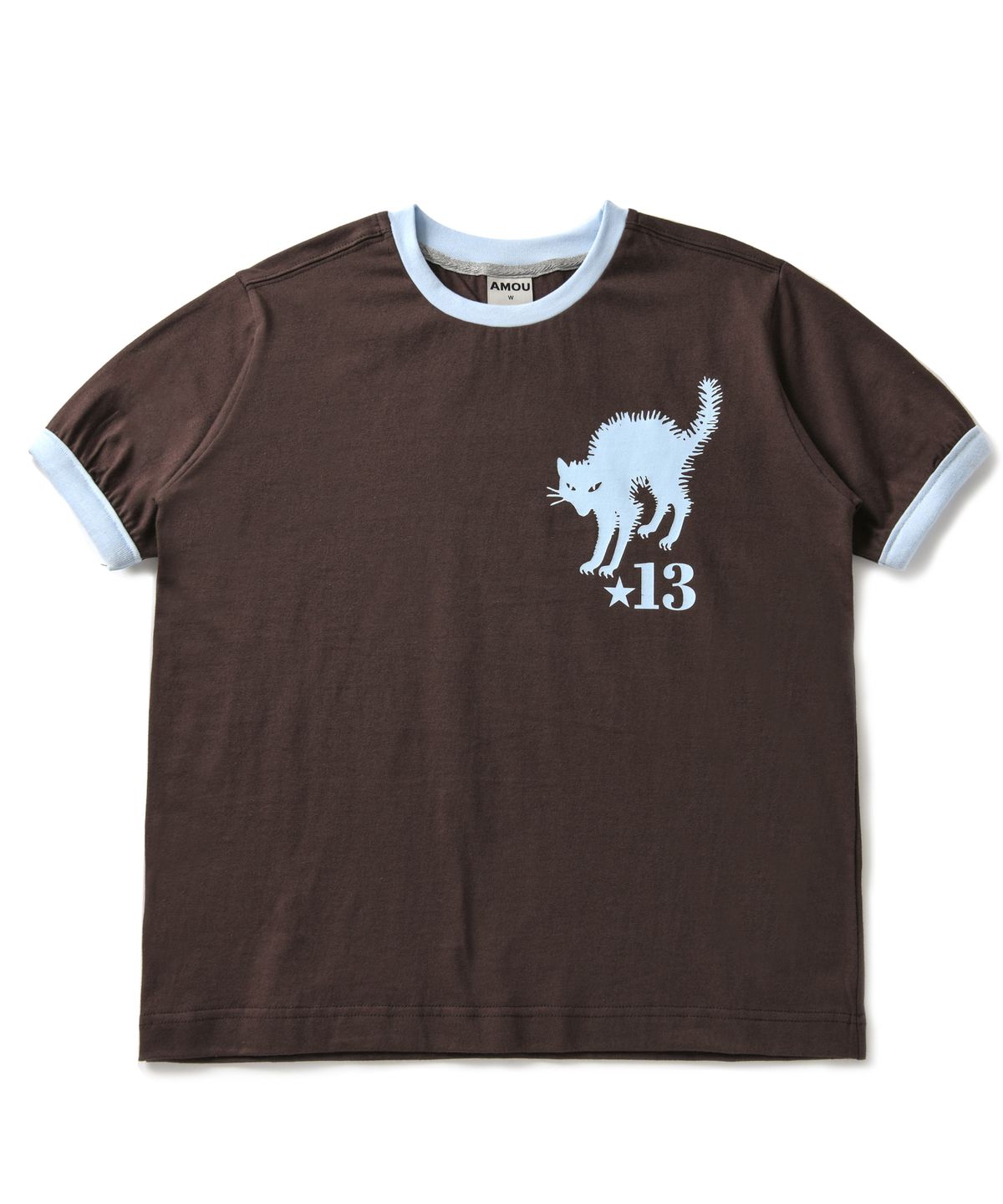 아모우(AMOU) 13 Cat Half T-Shirts Brown