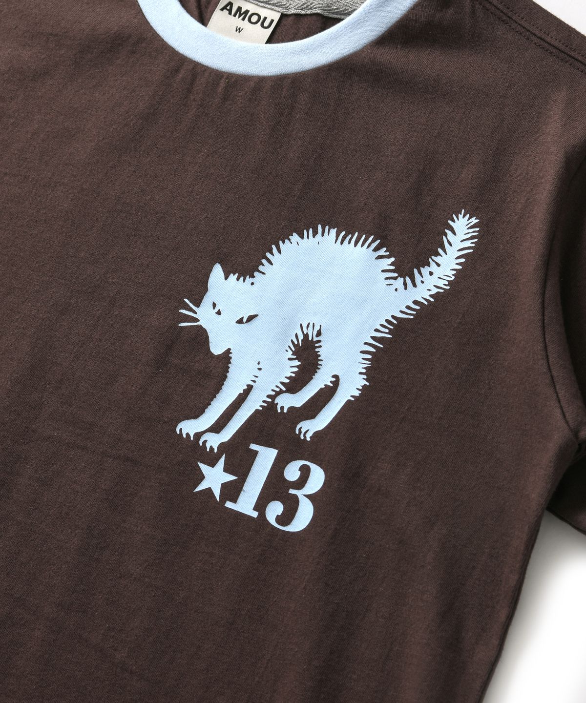 아모우(AMOU) 13 Cat Half T-Shirts Brown