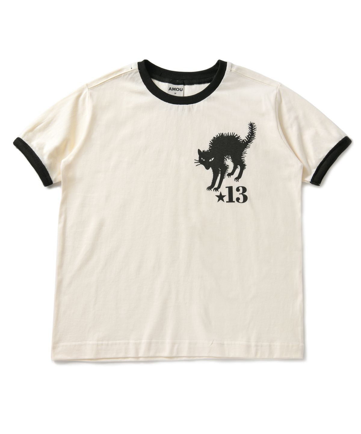 아모우(AMOU) 13 Cat Half T-Shirts Ivory