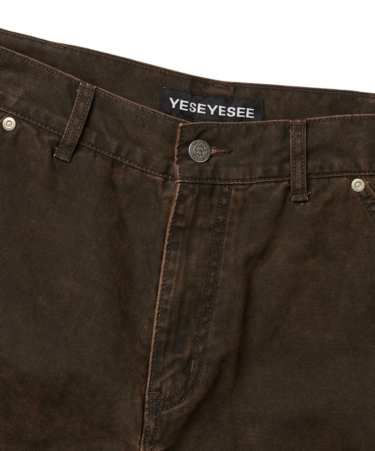 예스아이씨(YESEYESEE) Washed Canvas Carpenter Shorts Brown