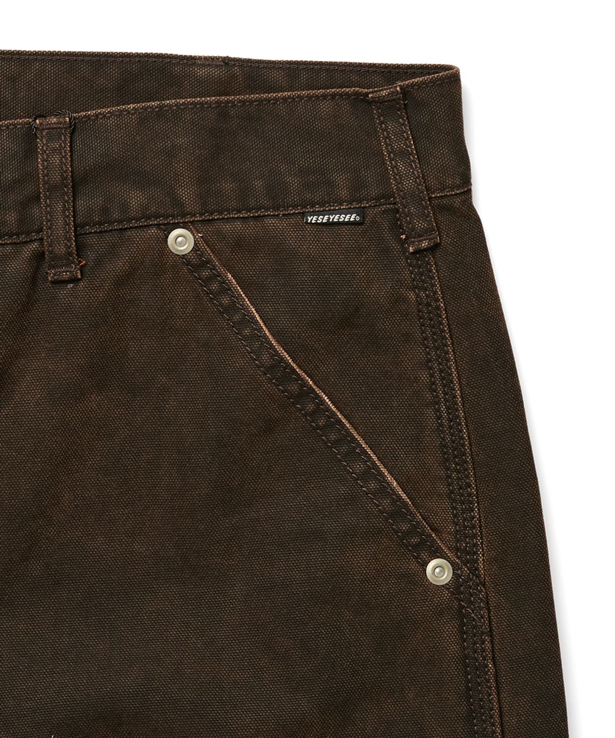 예스아이씨(YESEYESEE) Washed Canvas Carpenter Shorts Brown