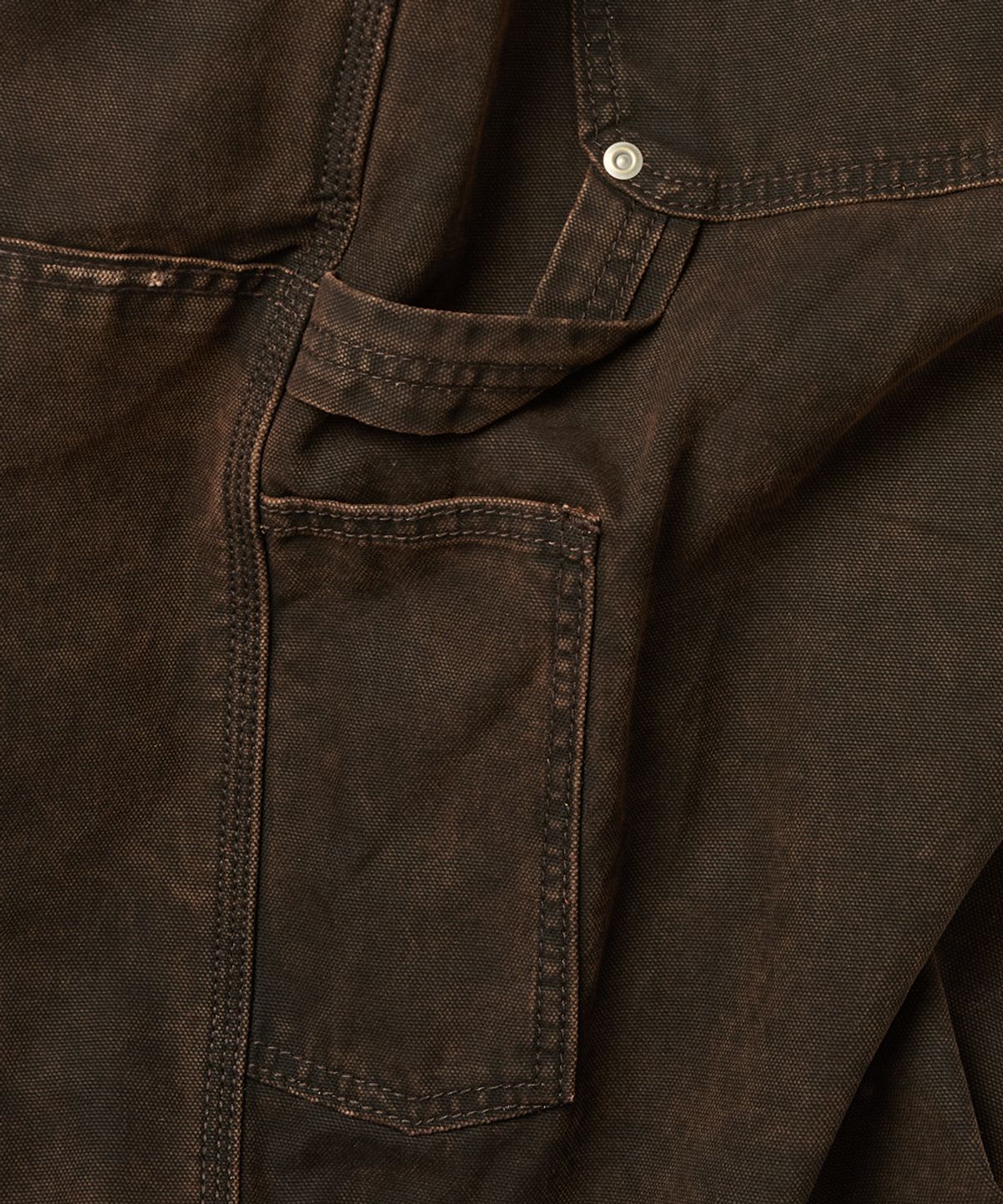 예스아이씨(YESEYESEE) Washed Canvas Carpenter Shorts Brown