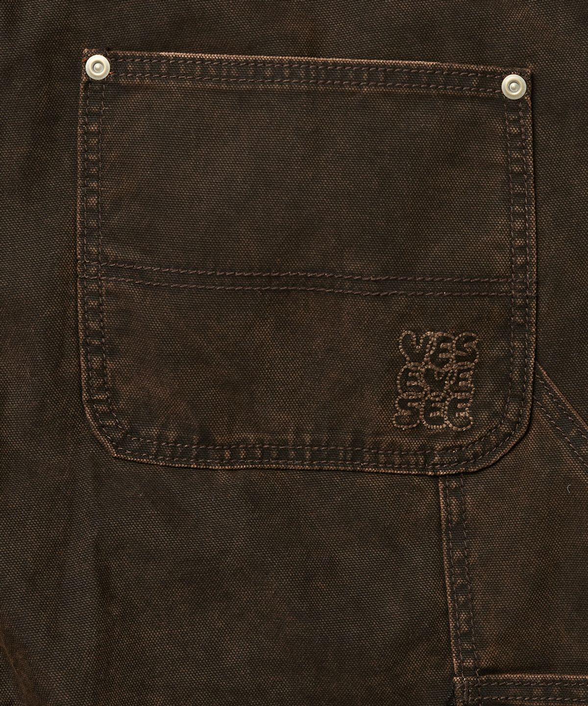 예스아이씨(YESEYESEE) Washed Canvas Carpenter Shorts Brown