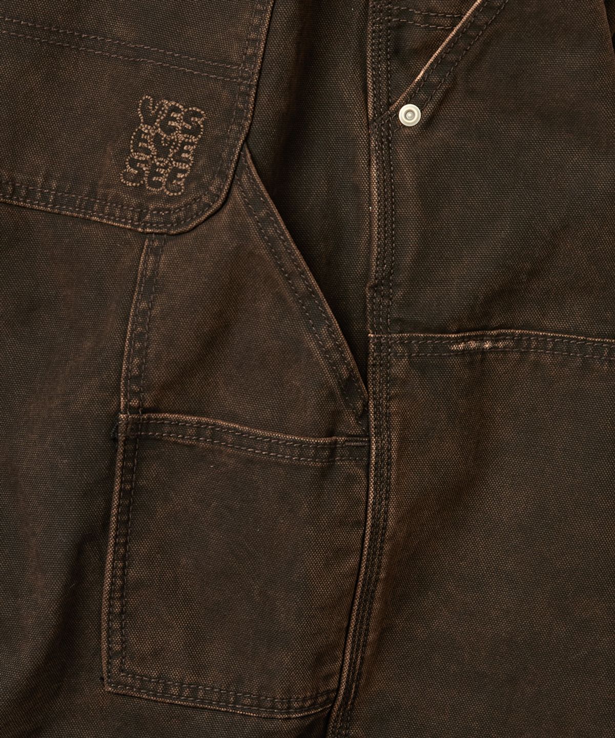예스아이씨(YESEYESEE) Washed Canvas Carpenter Shorts Brown