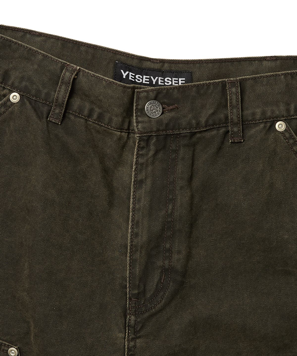 예스아이씨(YESEYESEE) Washed Canvas Carpenter Shorts Charcoal