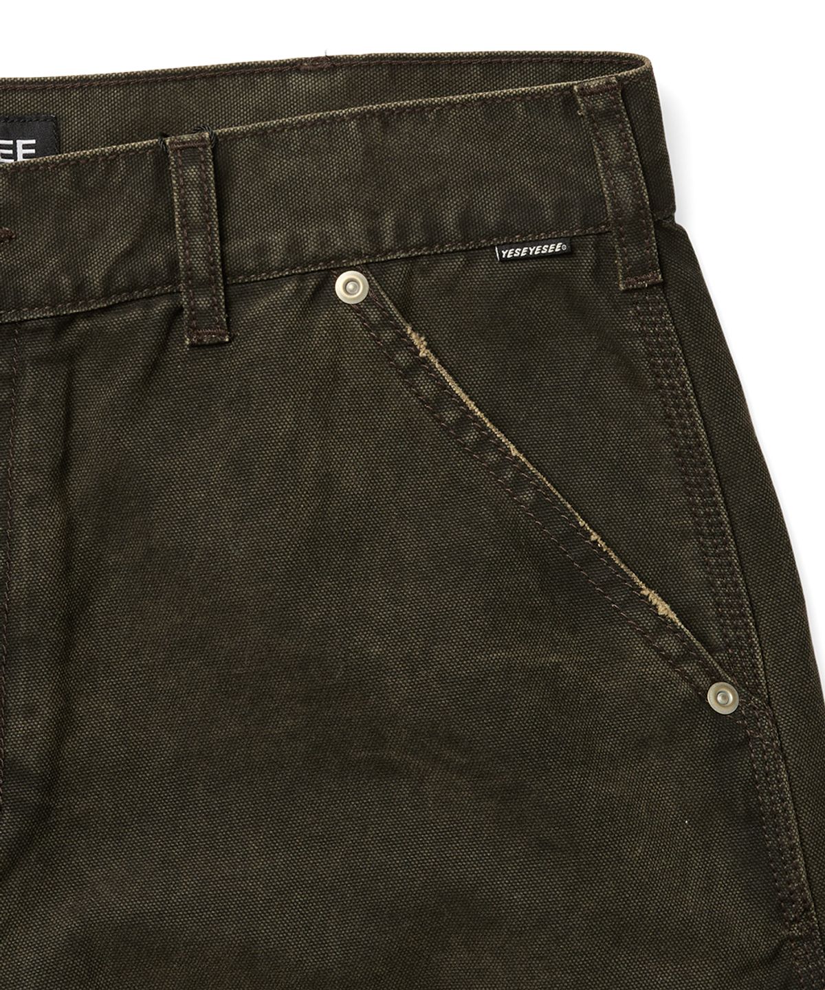 예스아이씨(YESEYESEE) Washed Canvas Carpenter Shorts Charcoal