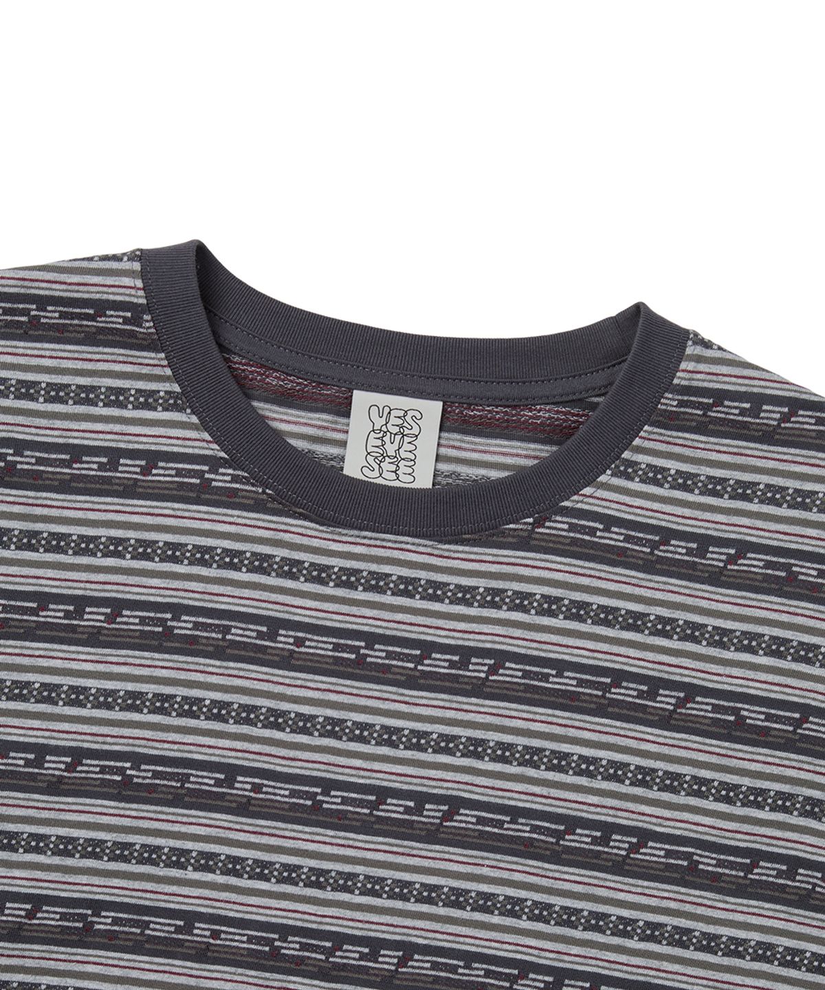 예스아이씨(YESEYESEE) Y.E.S Jacquard Stripe Tee Charcoal