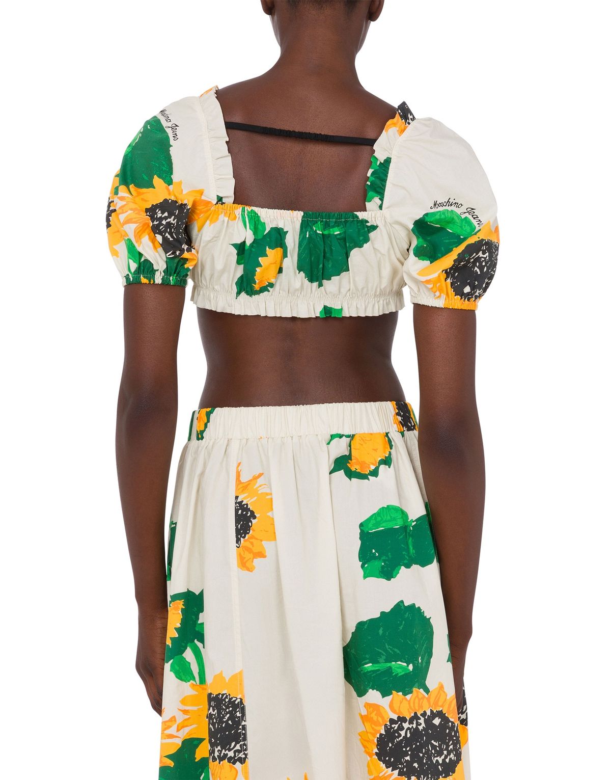 모스키노(MOSCHINO) 진스 플라워 프린트 코튼 크롭 탑