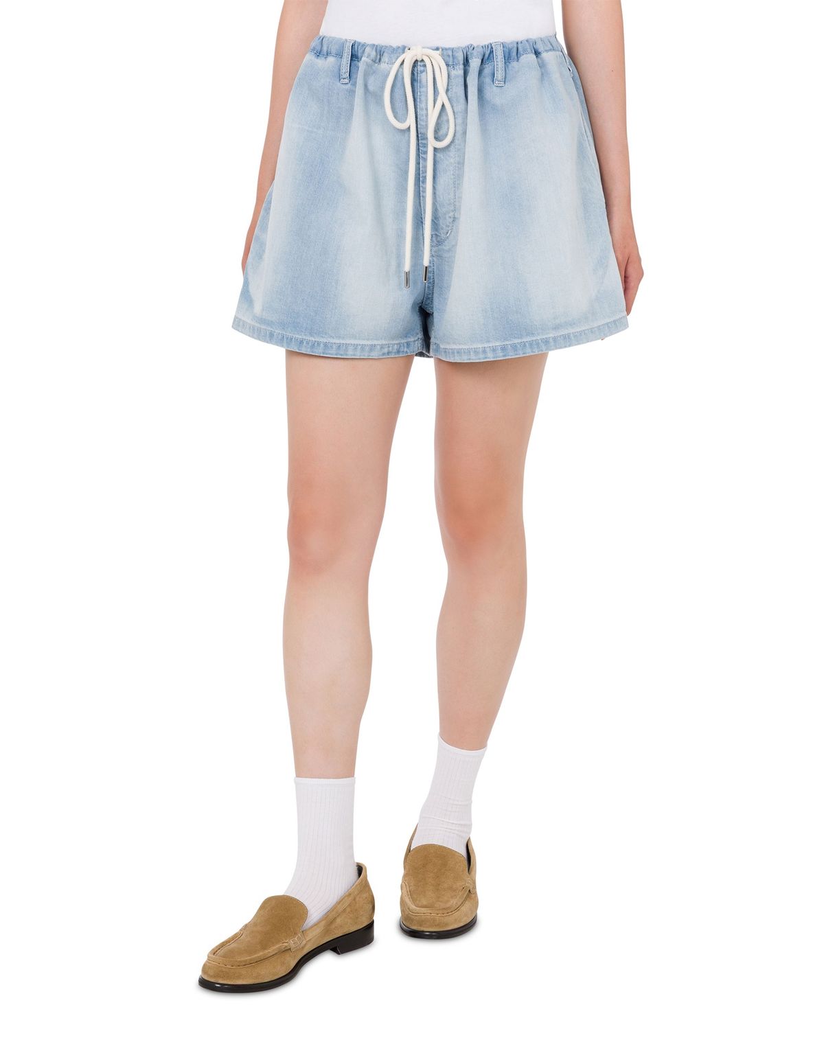 모스키노(MOSCHINO) 진스 빈티지 로고 라이트 소프트 데님 쇼츠