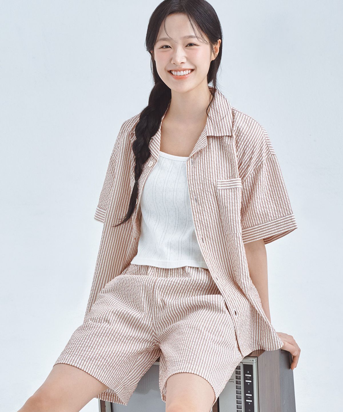 비와이씨(BYC) 시어서커 반팔 잠옷세트 브라운 (남녀공용)