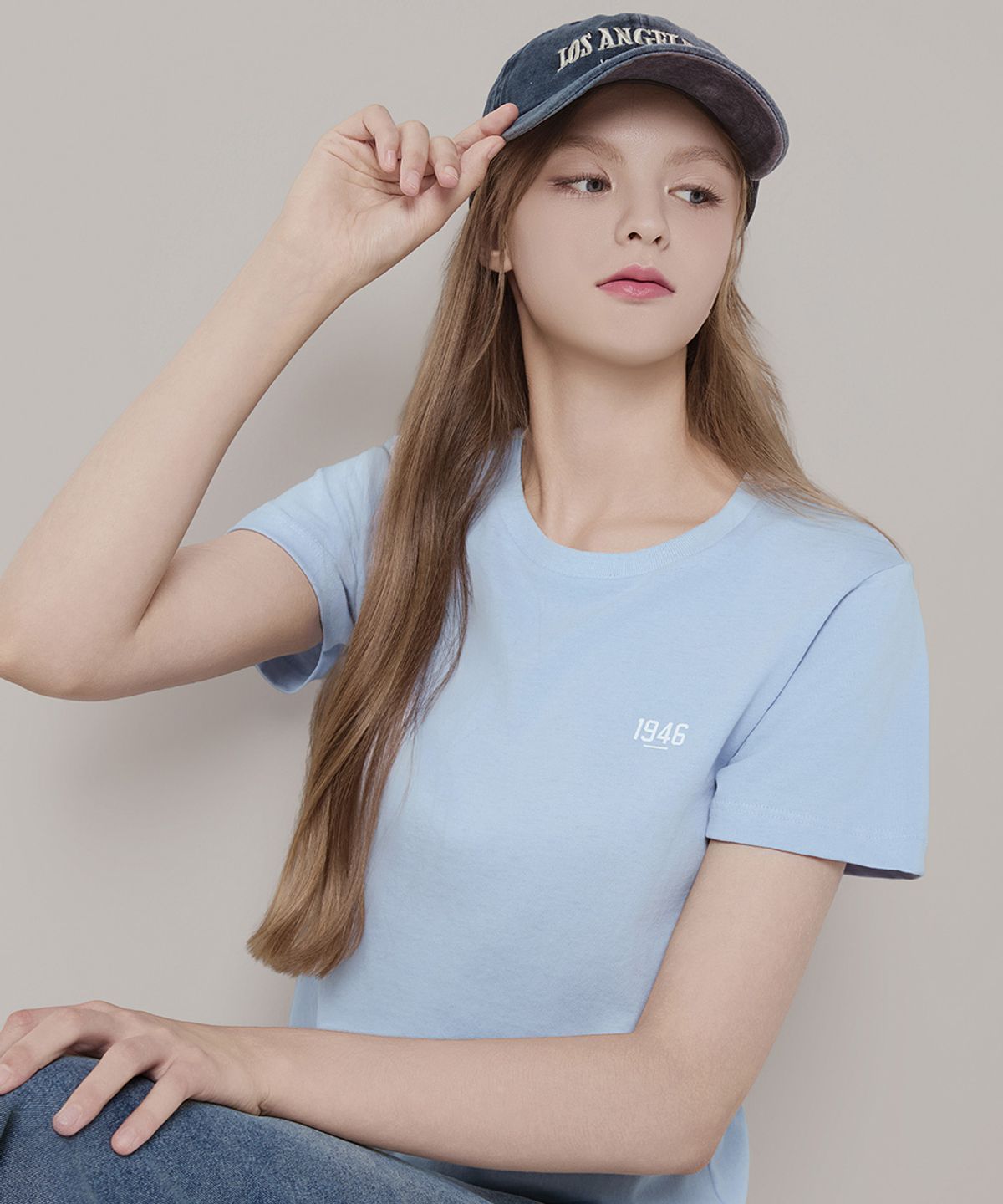 비와이씨(BYC) 여성 크루넥 로고 티셔츠