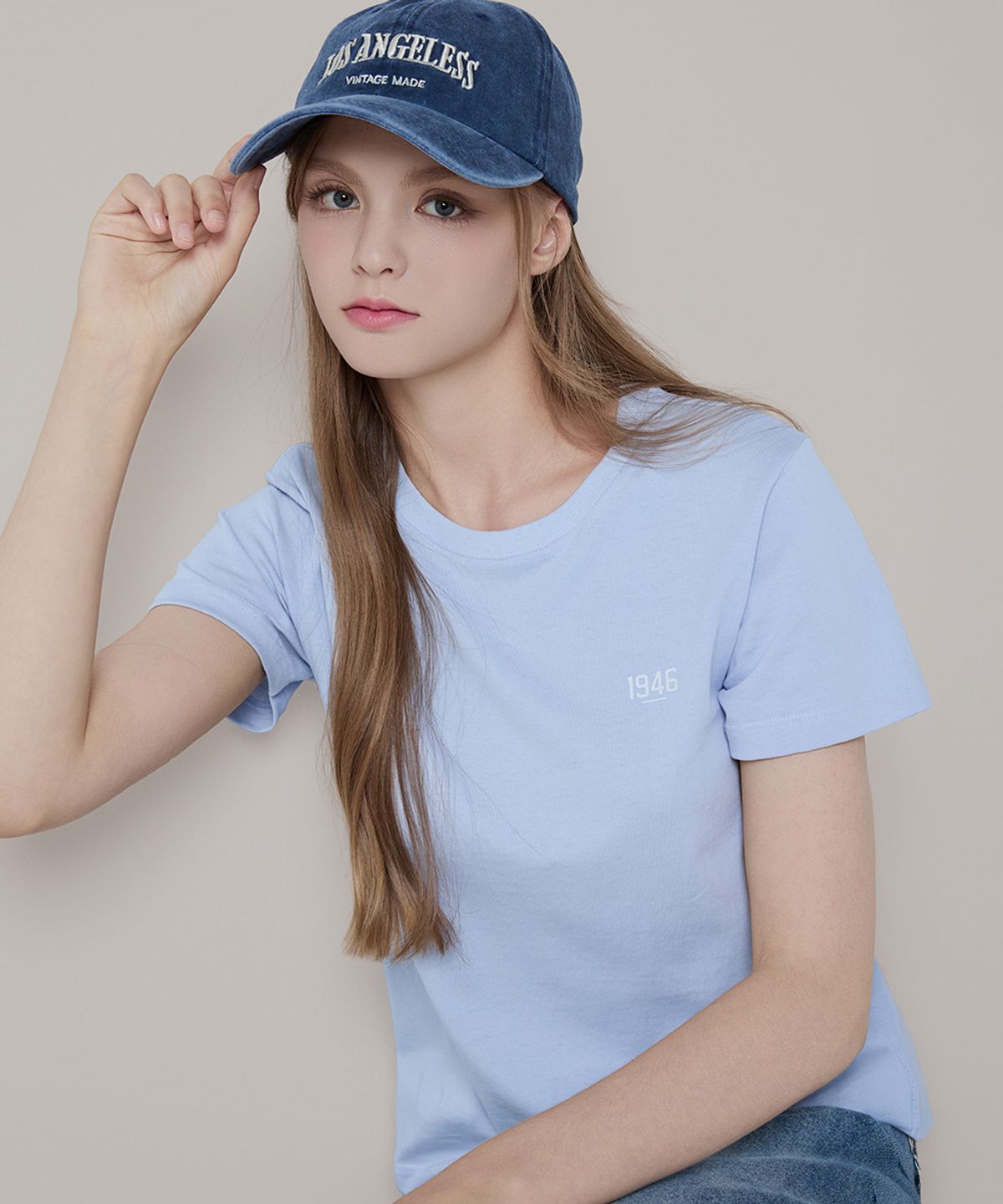 비와이씨(BYC) 여성 크루넥 로고 티셔츠