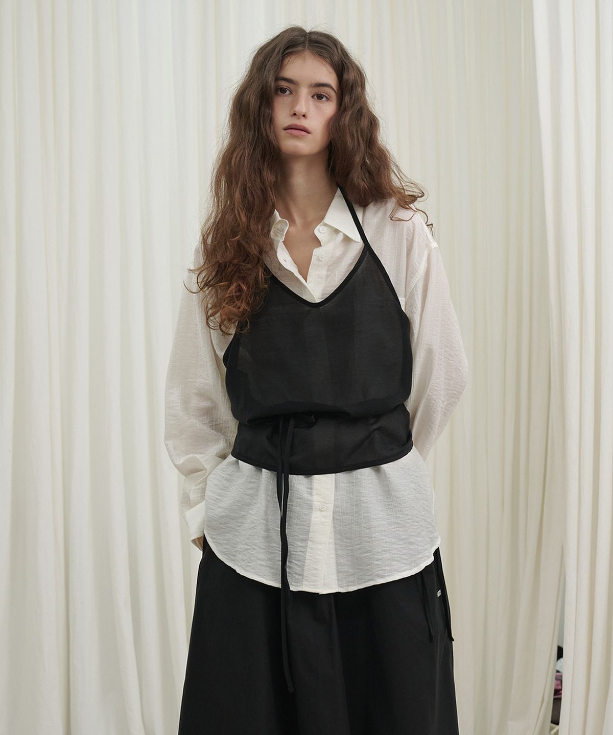 마롯(MARROT) Sheer Halter Bustier_Black