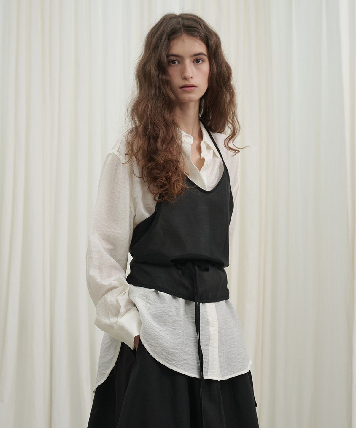마롯(MARROT) Sheer Halter Bustier_Black