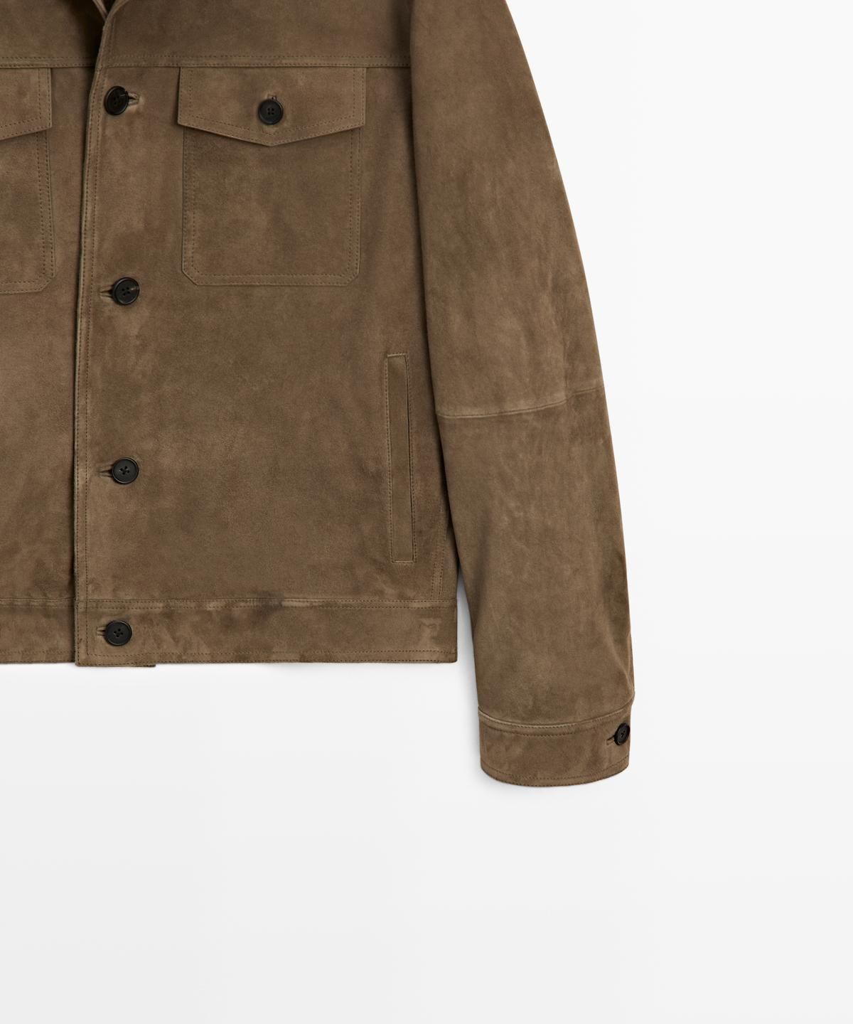 마시모두띠(MASSIMO DUTTI) 디스트레스드 이펙트 포켓 가죽 자켓