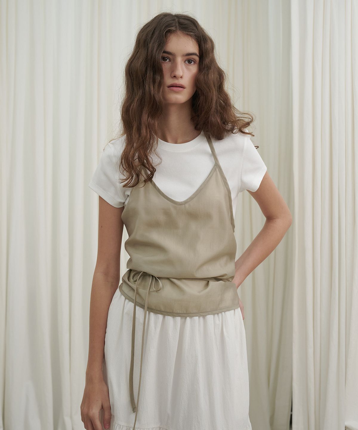 마롯(MARROT) Sheer Halter Bustier_Beige