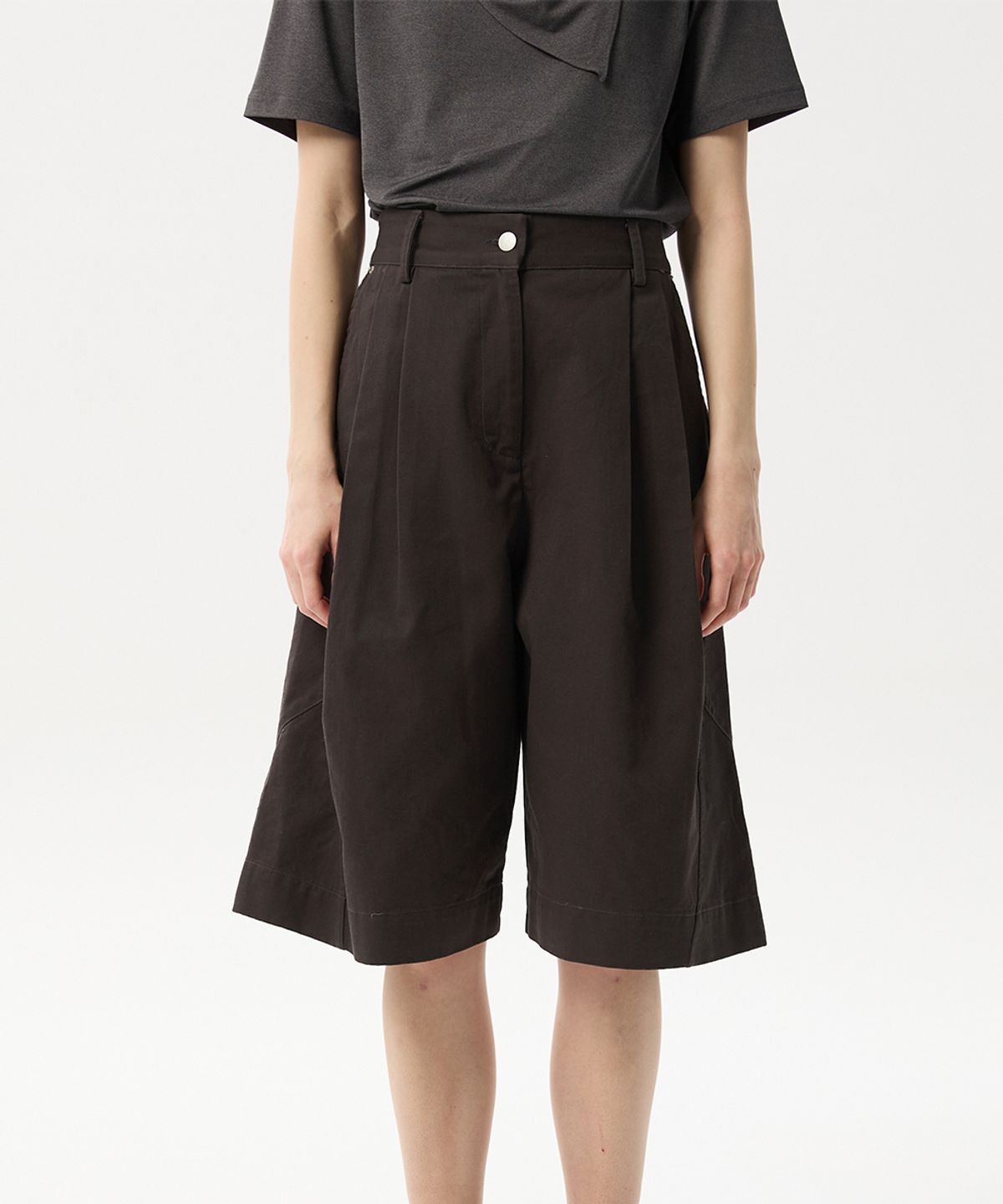 미드앤로우(MIDNLOW) Cotton Wide Bermuda Pants (Grey)