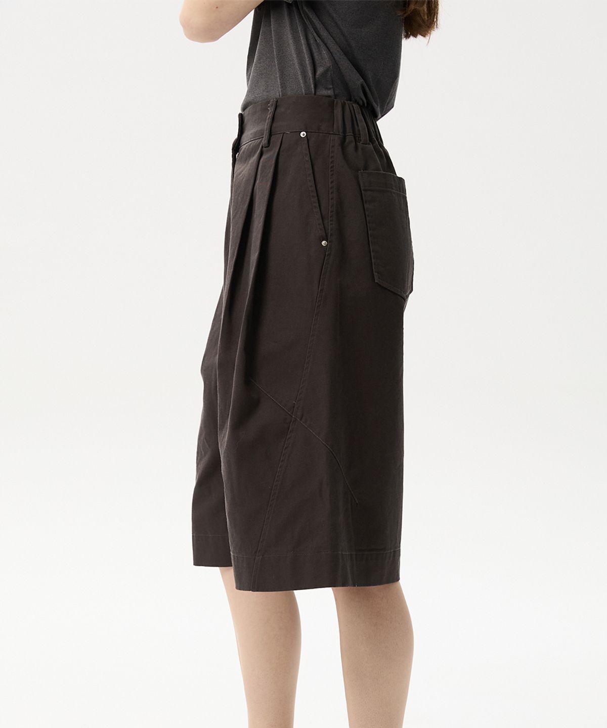 미드앤로우(MIDNLOW) Cotton Wide Bermuda Pants (Grey)