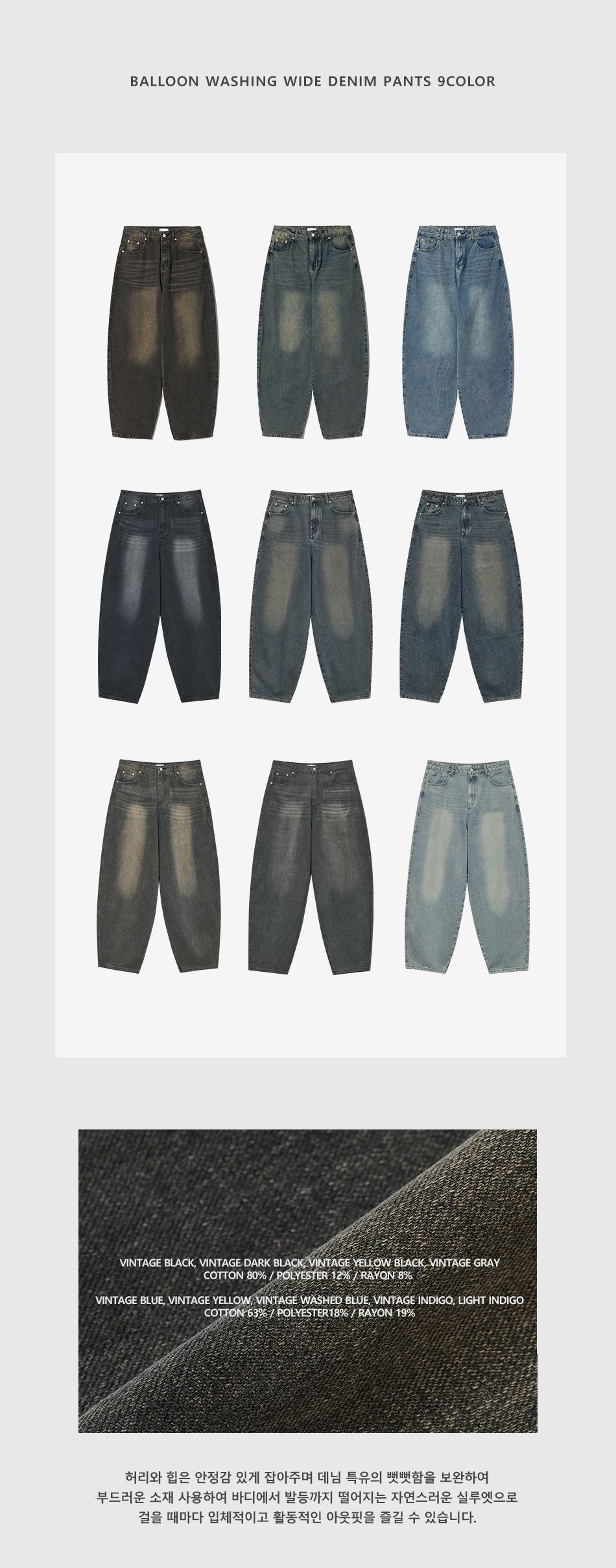 MUSINSA | STANDARDERROR 87-STAN047 Balloon Fit Washed Wide Denim