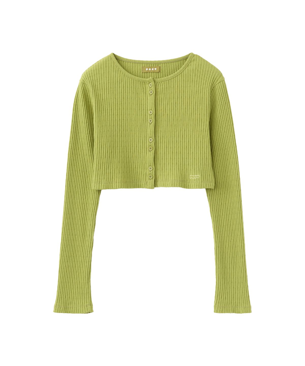 포에브(POEV) Double-Button Cropped Cardigan - Olive Green