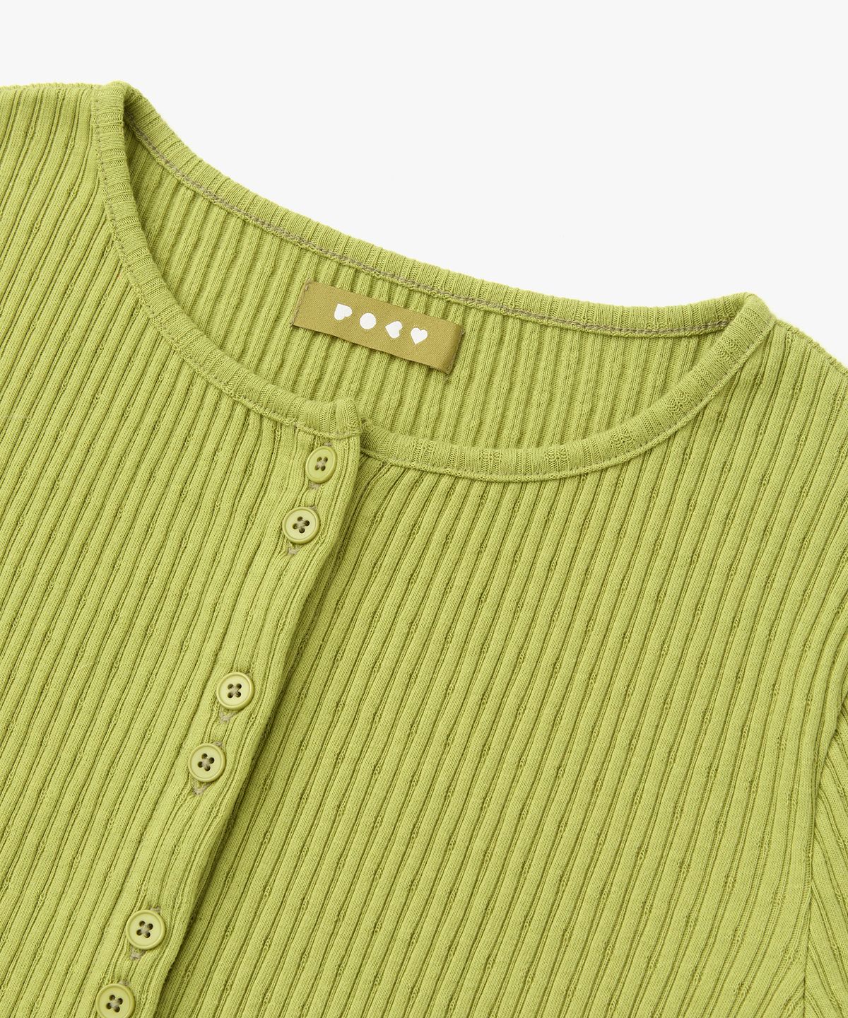 포에브(POEV) Double-Button Cropped Cardigan - Olive Green