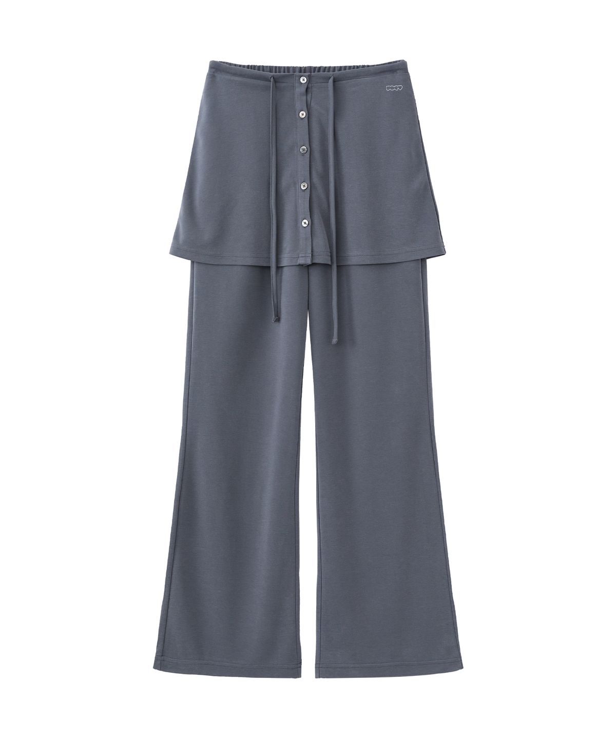 포에브(POEV) Relaxed-Fit Layered Skirt Pants - Dark Navy