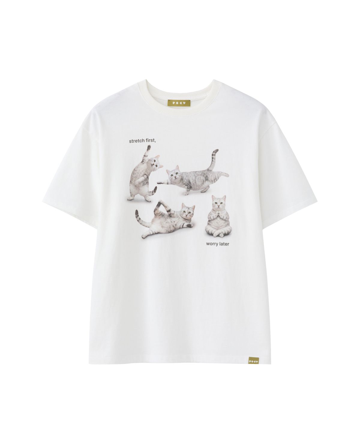 포에브(POEV) Stretching Cat T-Shirt - Off White