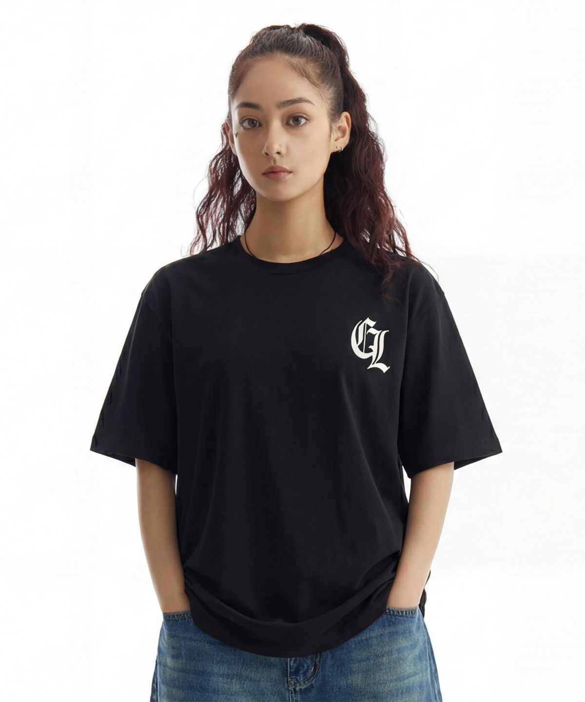 크림소다랩(CREAM SODA LAB) 프론트 스몰로고 올드씨엘 반팔 티셔츠 블랙