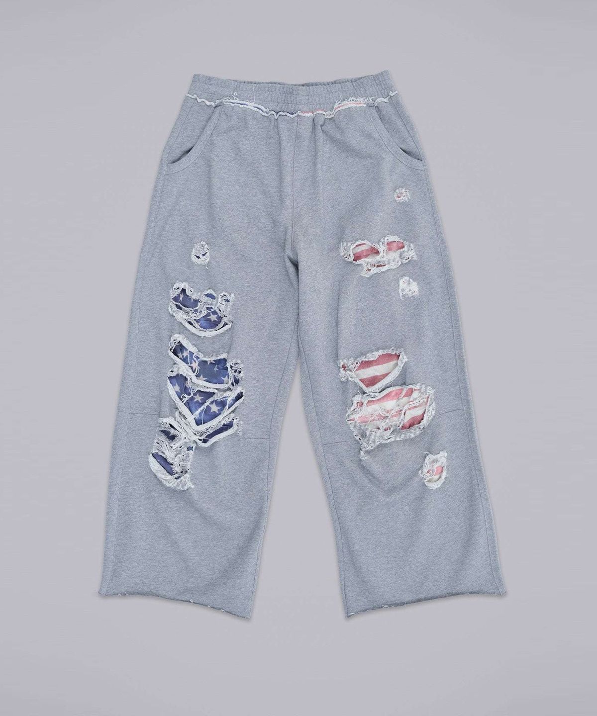 제이디드 런던(JADED LONDON) (U) 그레이 말 스타즈 앤 스트라이프 디스트레스드 몬스터 조거 그레이 GREY MARL STARS AND STRIPES DISTRESSED MONSTER JOGGER GREY