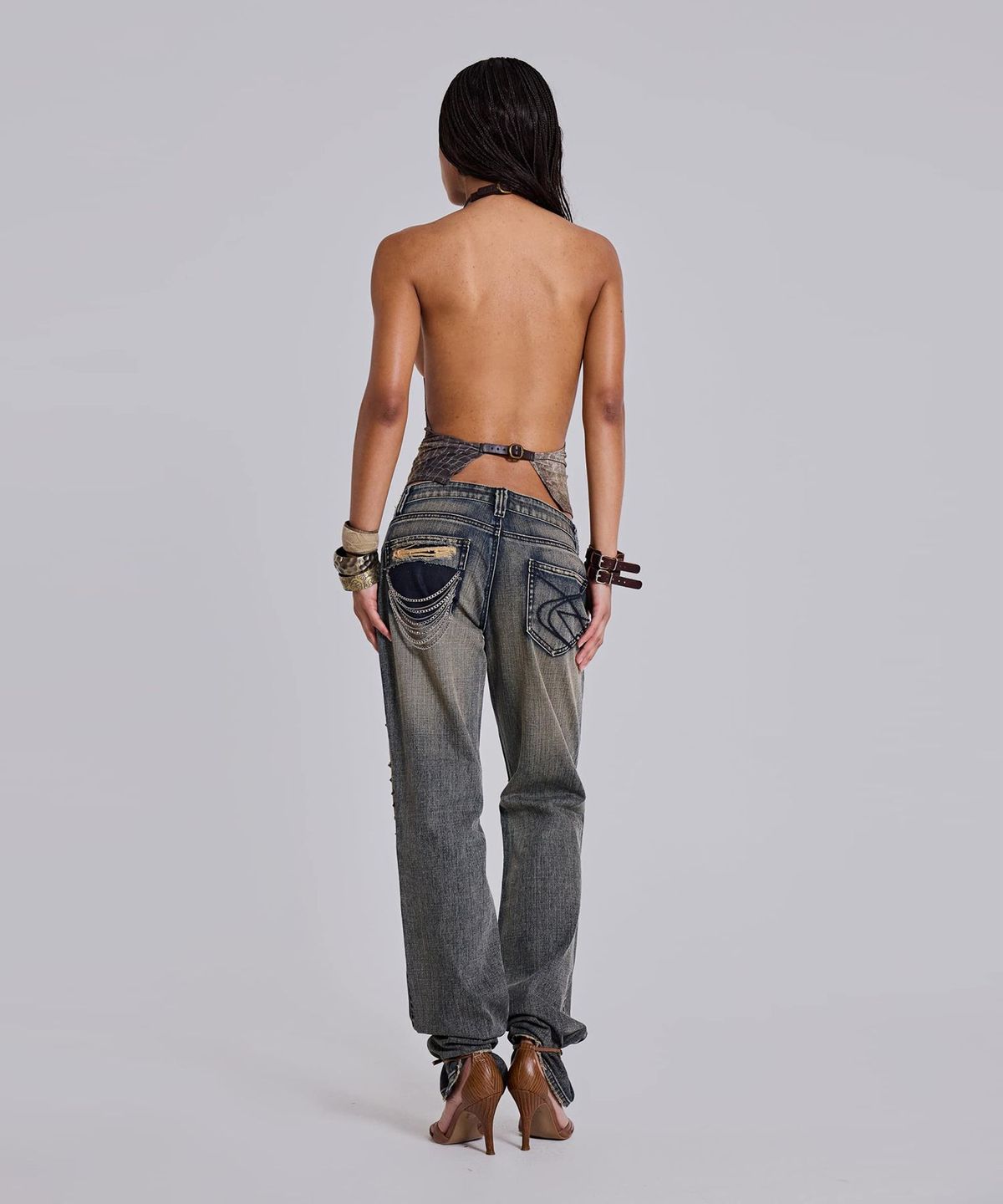 제이디드 런던(JADED LONDON) (W) 체인 디스트레스드 쿠퍼 진 블루 CHAIN DISTRESSED COOPER JEANS BLUE