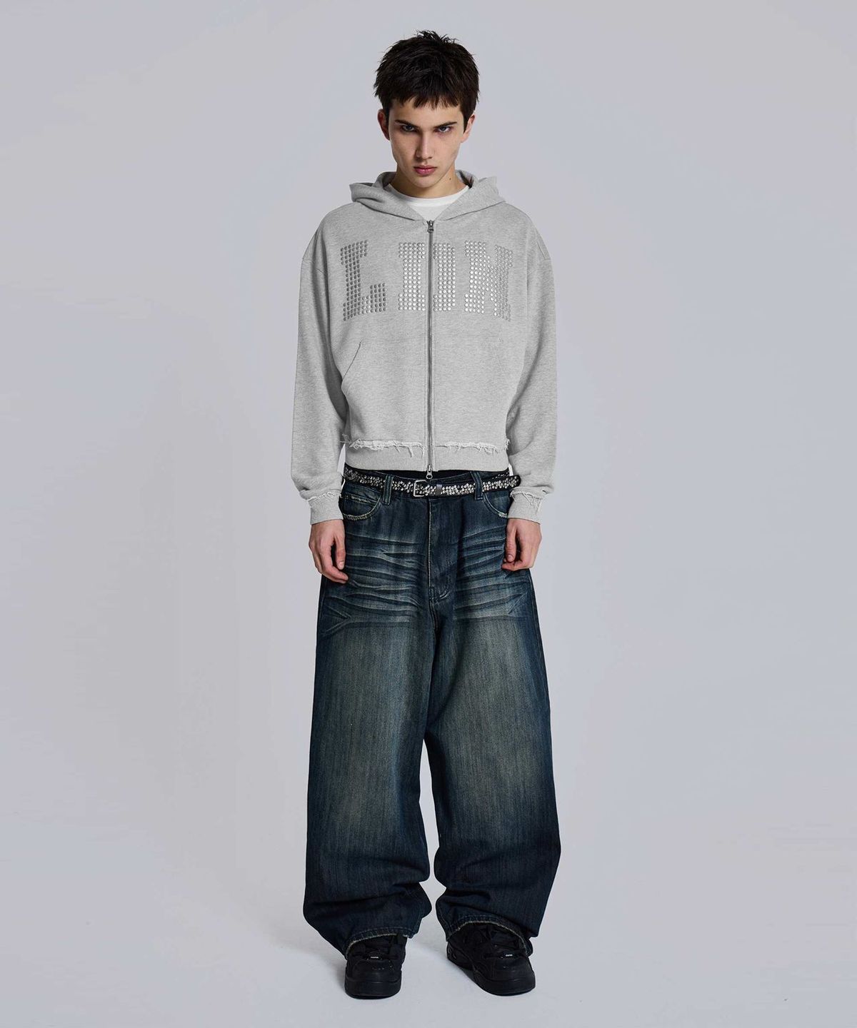 제이디드 런던(JADED LONDON) (U) LDN 스터드 몬스터 후디 그레이 LDN STUD MONSTER HOODIE GREY